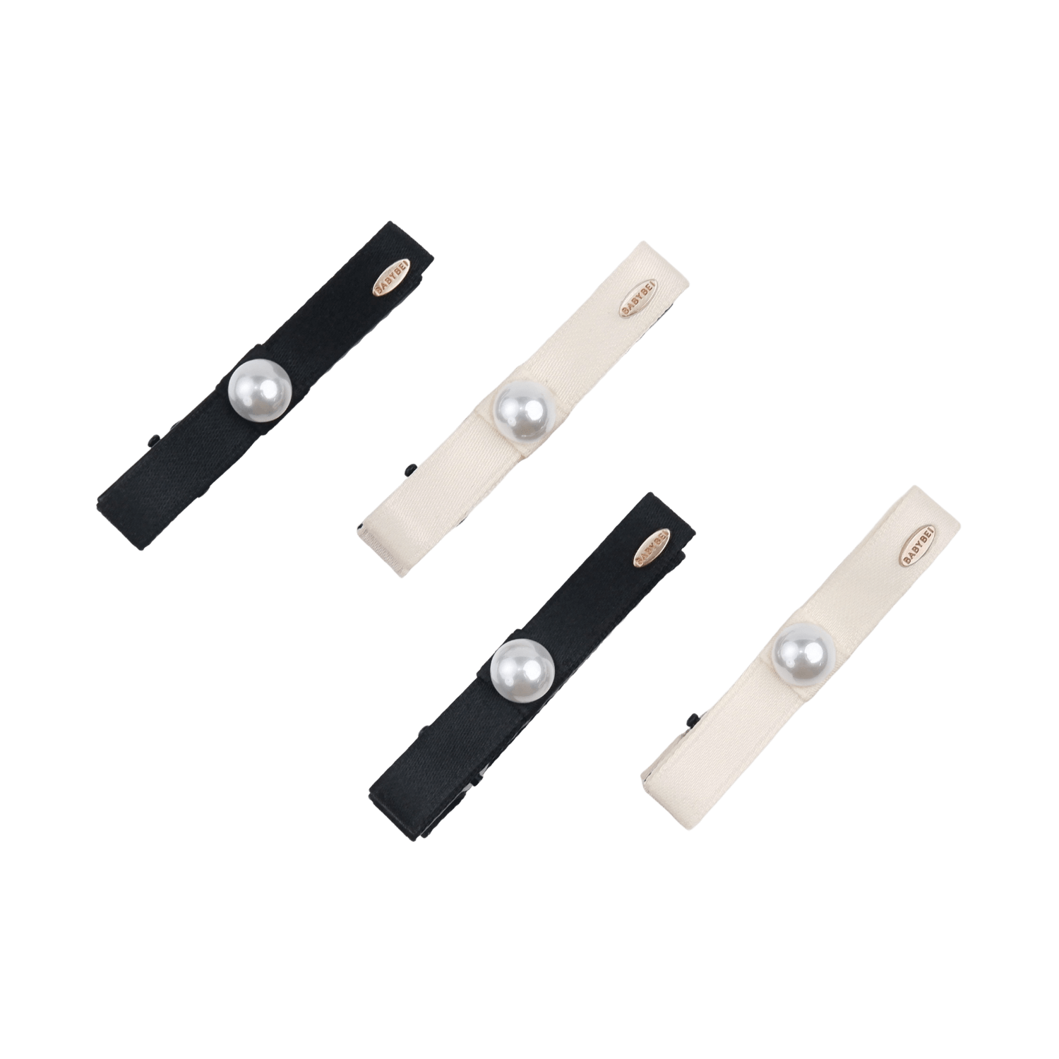 Ribbon Pearl Medium Hair Clips (Line & 1 Bead)