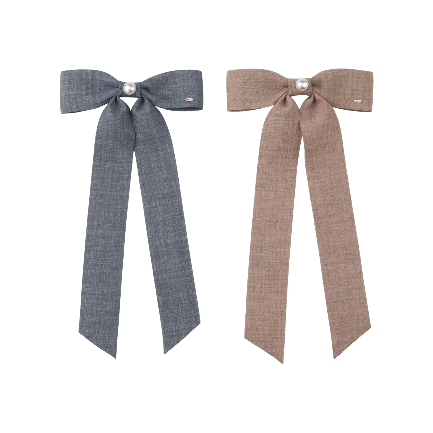 Suiting Pearl Medium Hair Barrette (Long Ribbon & 1 Bead)