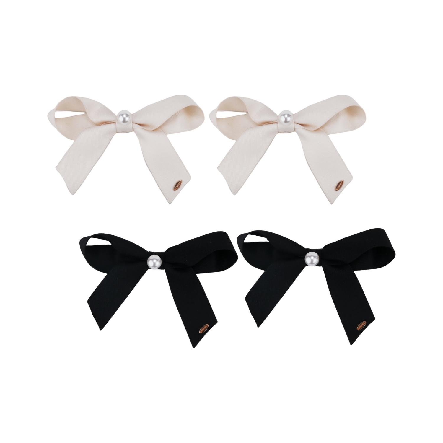 Ribbon Pearl Large Hair Clips (Bow & 1 Bead)