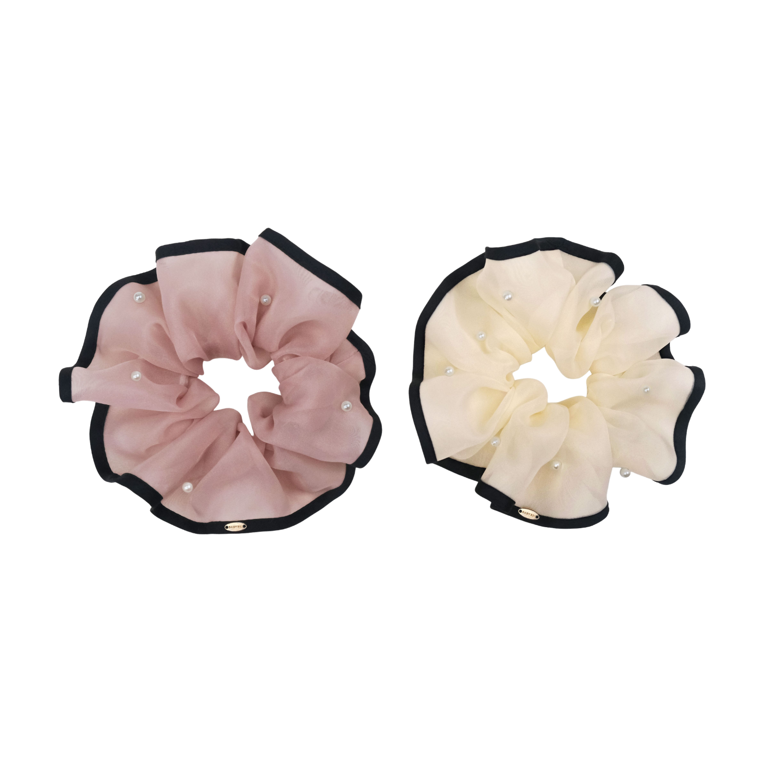 Organza Pearl Large Scrunchie (Color-blocked & Scattered)