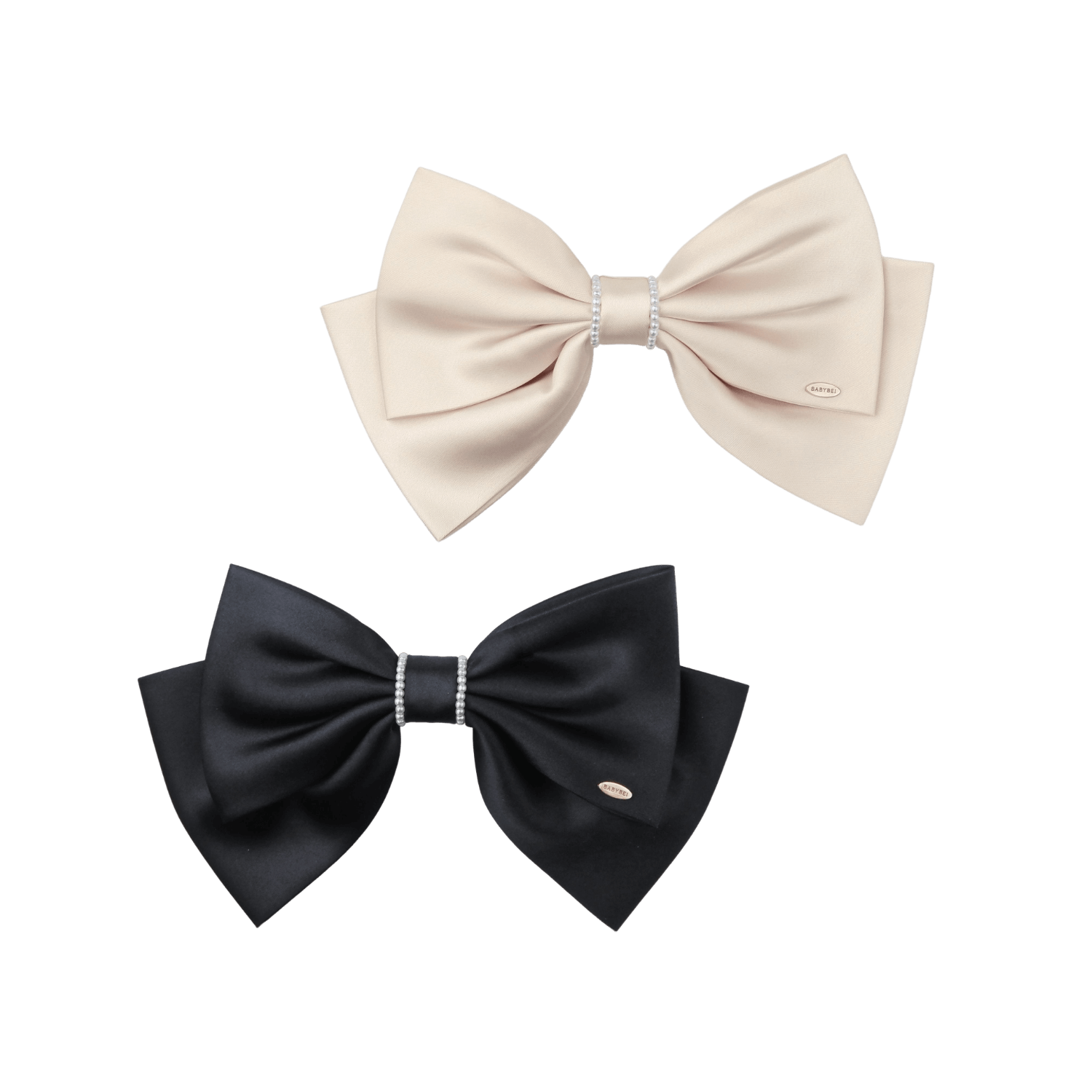 Satin Pearl Large Hair Barrette (2 Layered & 2 Stands)