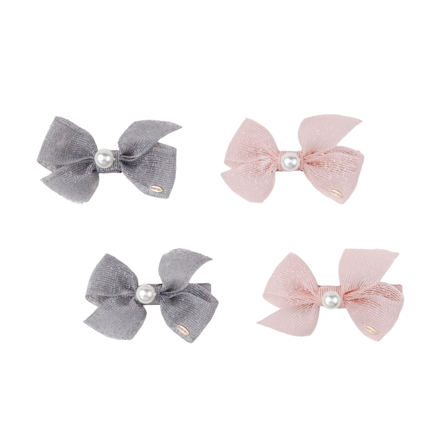 Mesh Pearl Medium Hair Clips (Cross & 1 Bead)