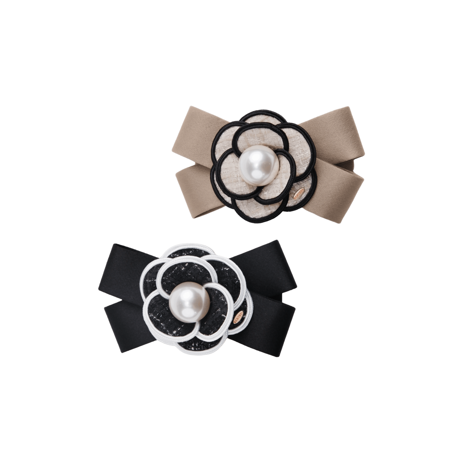 Camellia Pearl Medium Hair Barrette (Bow & 1 Bead)