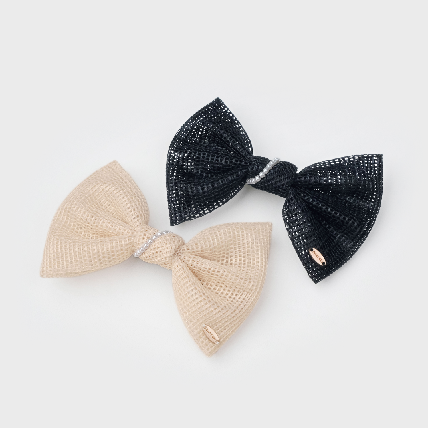 Mesh Pearl Medium Hair Barrette (1 Bow & 1 Strand)