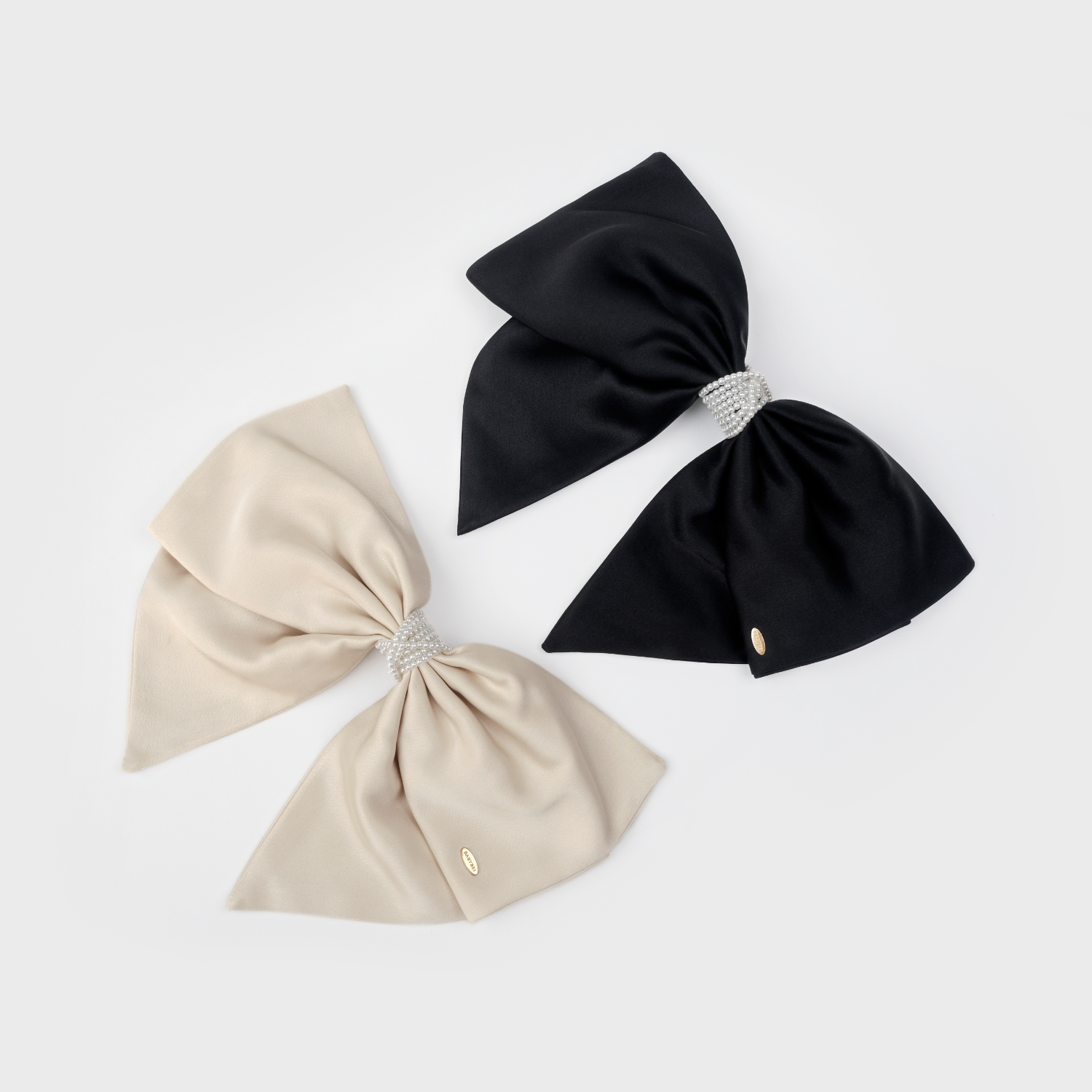 Satin Pearl Large Hair Barrette (Folded & 8 Strands)