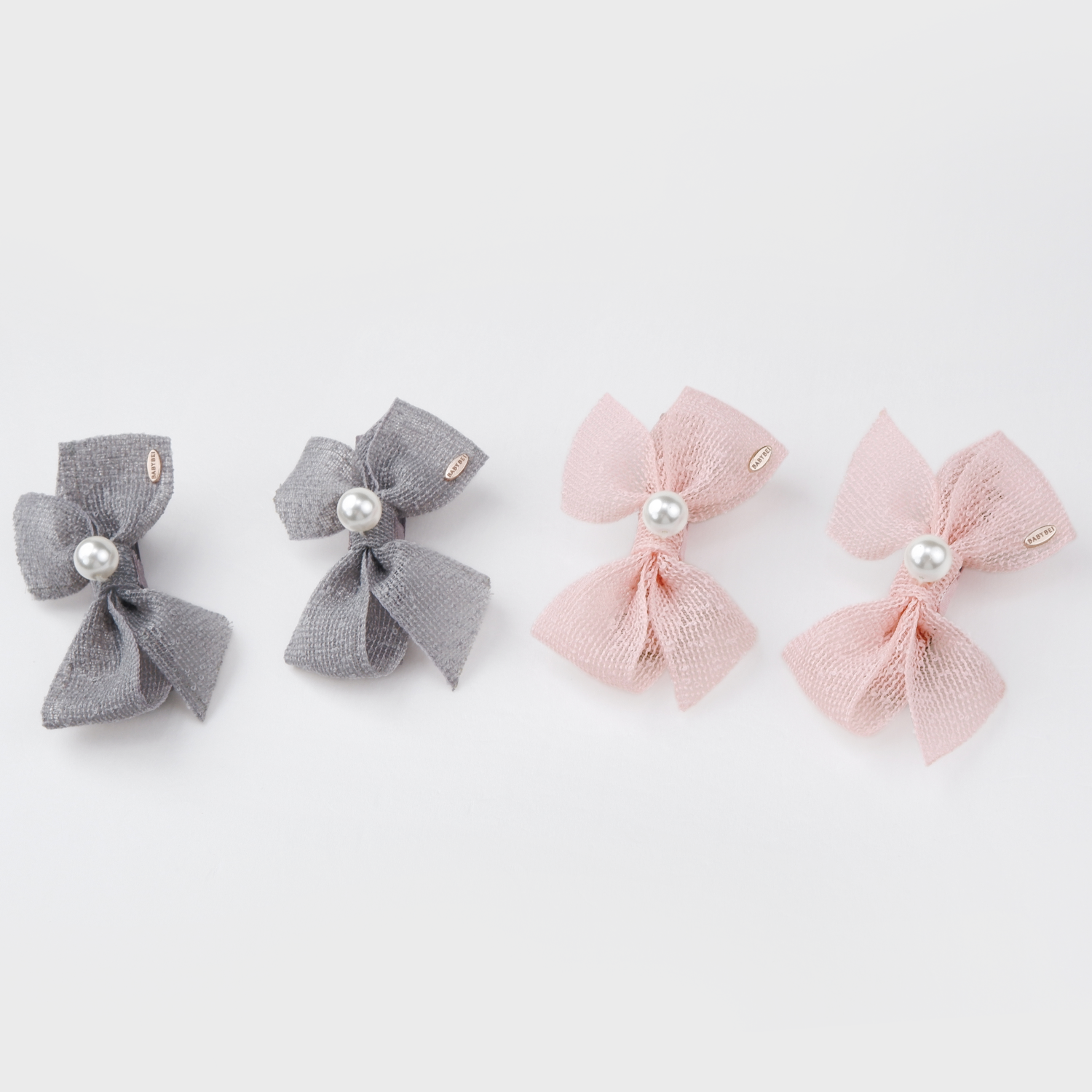 Mesh Pearl Medium Hair Clips (Cross & 1 Bead)