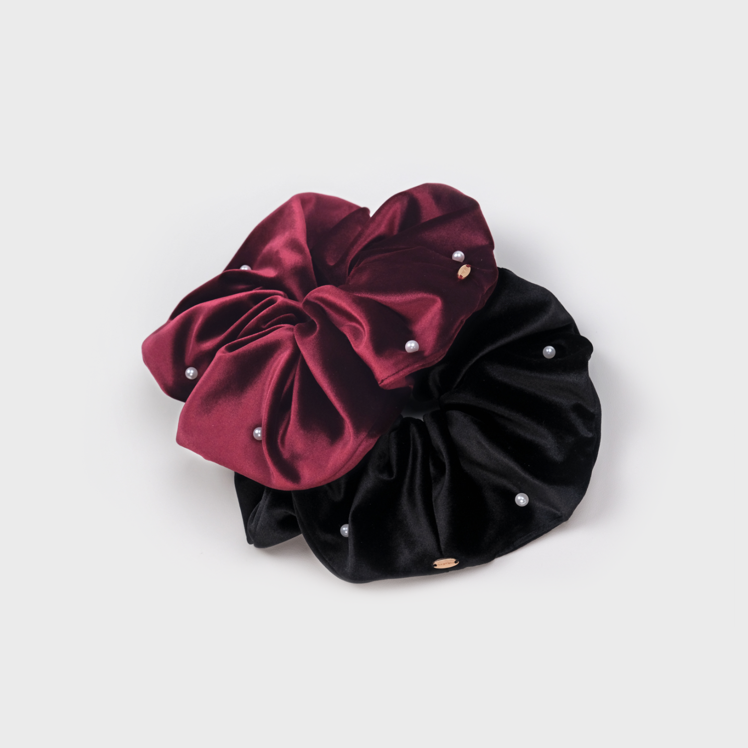 Velvet Pearl Extra Large Scrunchie (Simple & Scattered Beads)