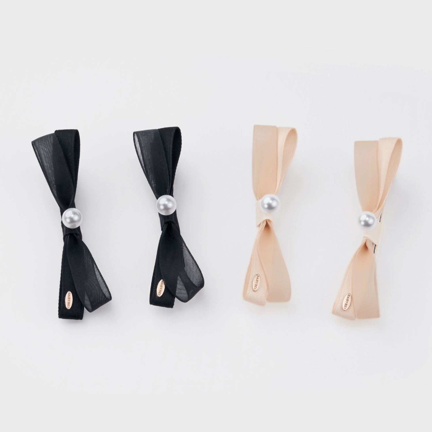 Ribbon Pearl Medium Hair Clips (Organza Bow & 1 Bead)