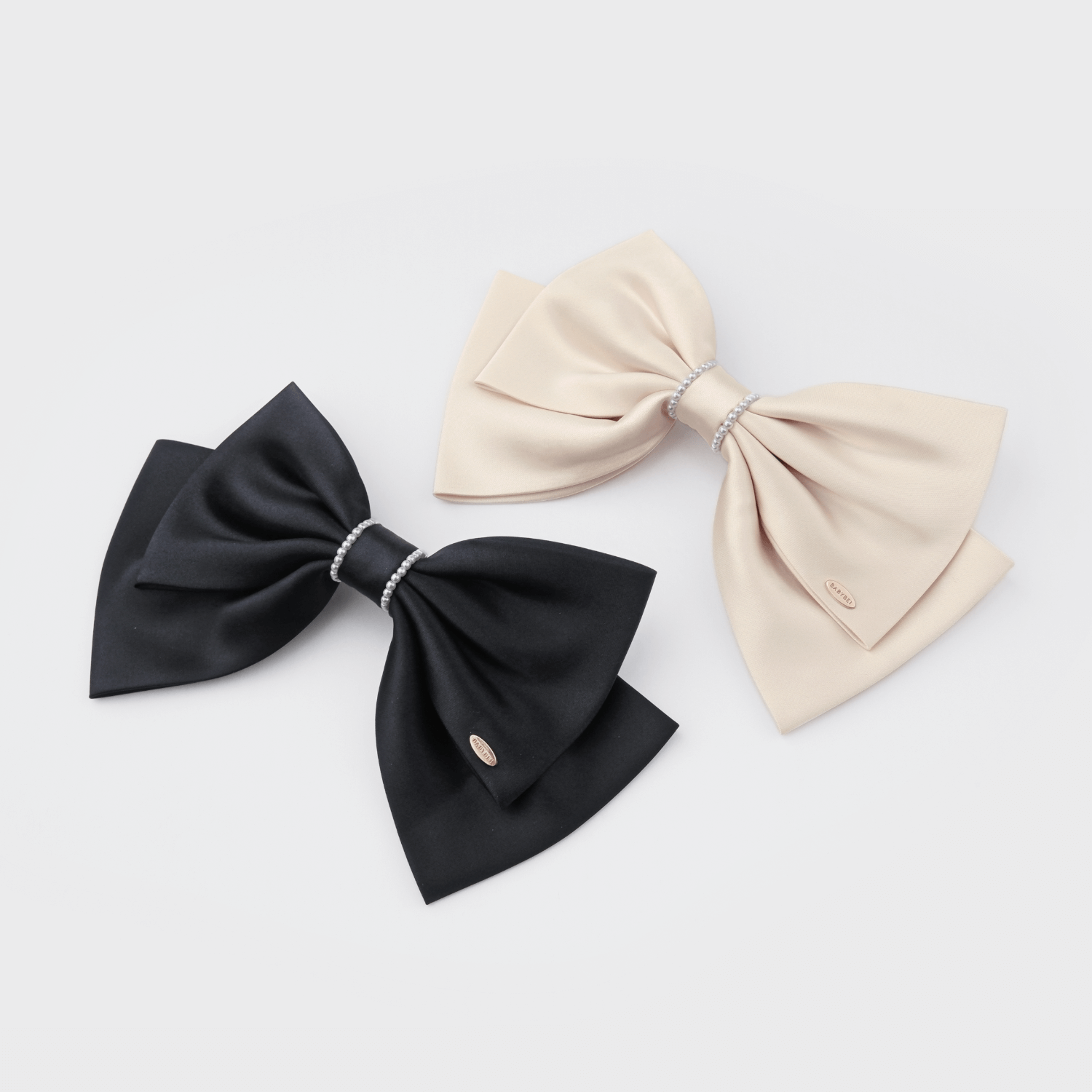 Satin Pearl Large Hair Barrette (2 Layered & 2 Stands)
