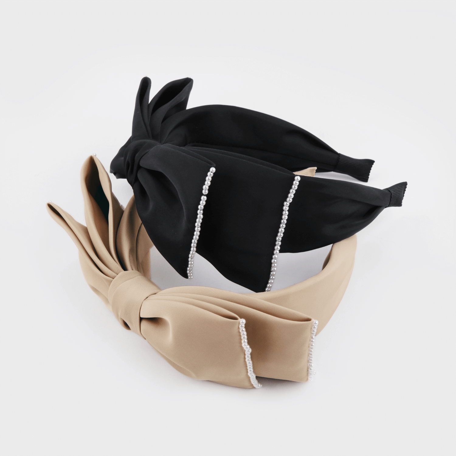 Plain Pearl Extra Wide Headband (2 Layered Bow & 4 Rows)