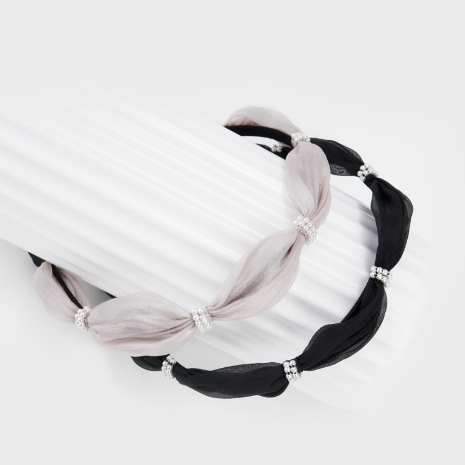 Moonlight Organza Pearl Thin Headband (Waist-wrapping & 2 Strands)
