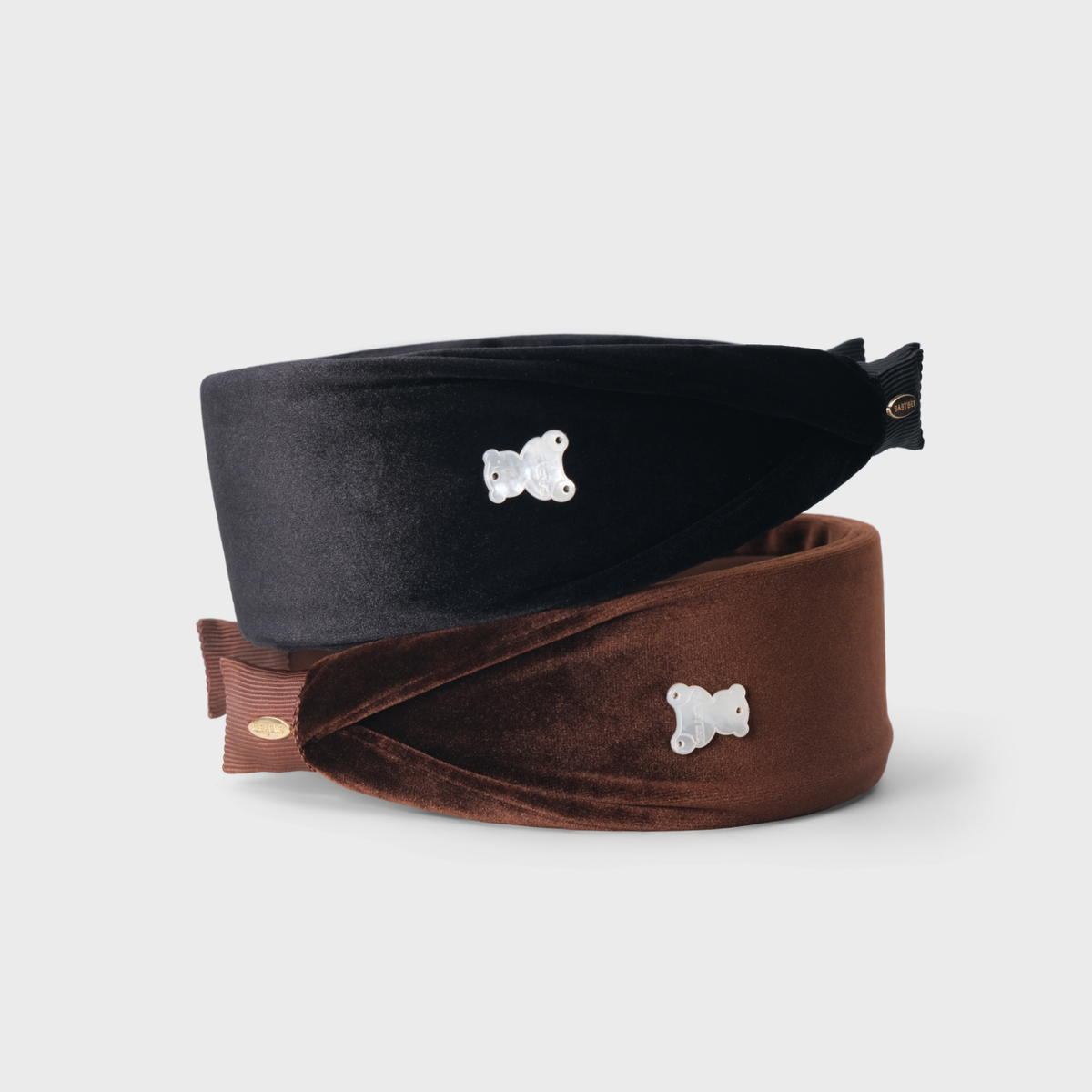 Velvet Shell Extra Wide Headband (Simple & Bear)