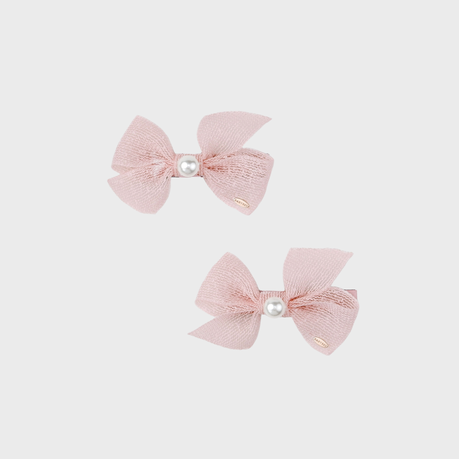 Mesh Pearl Medium Hair Clips (Cross & 1 Bead)