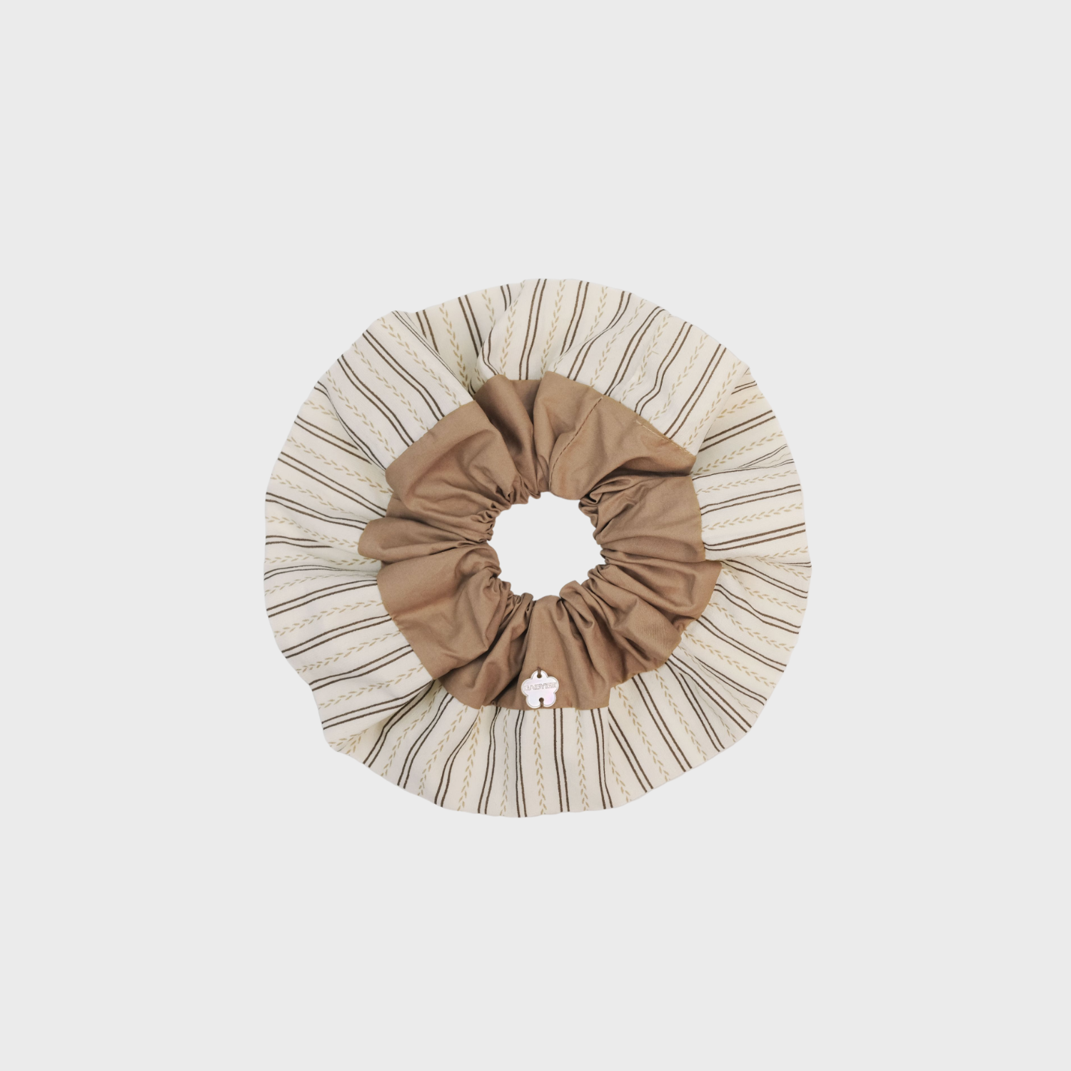 Stripe Shell Extra Large Scrunchie (Wheat & Flower)