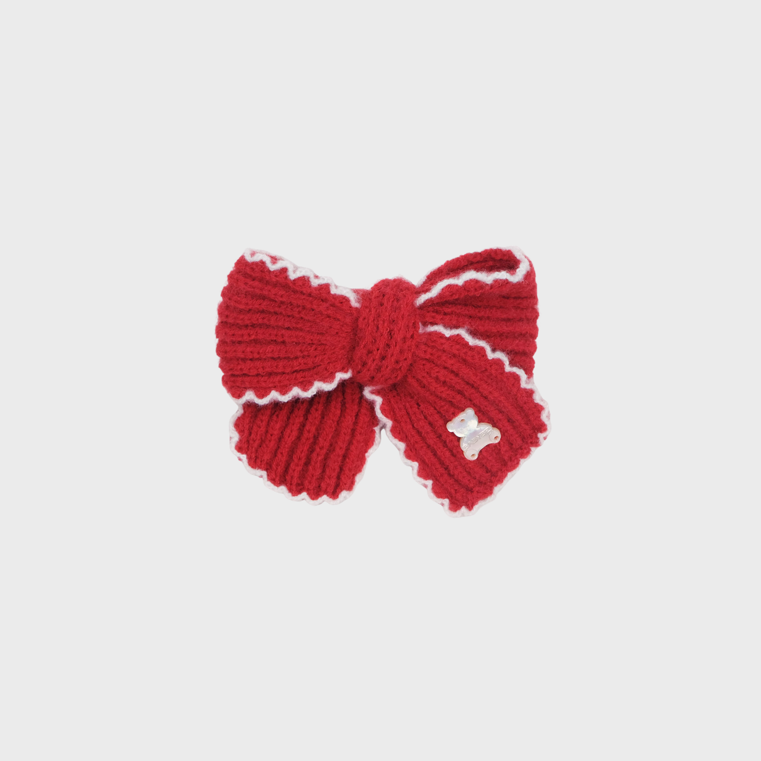 Cotton Shell Medium Hair Barrette (1 Bow & Bear-shaped)