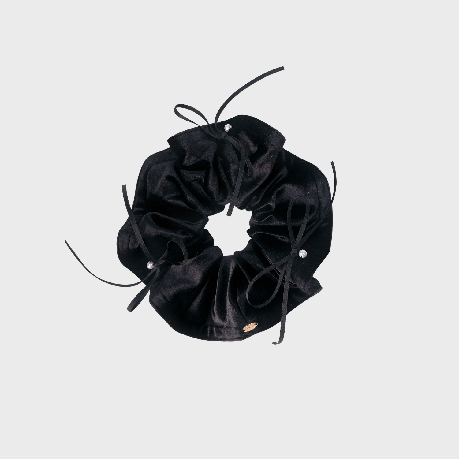 絨絨珍珠大腸髮圈(三蝴蝶三珠)