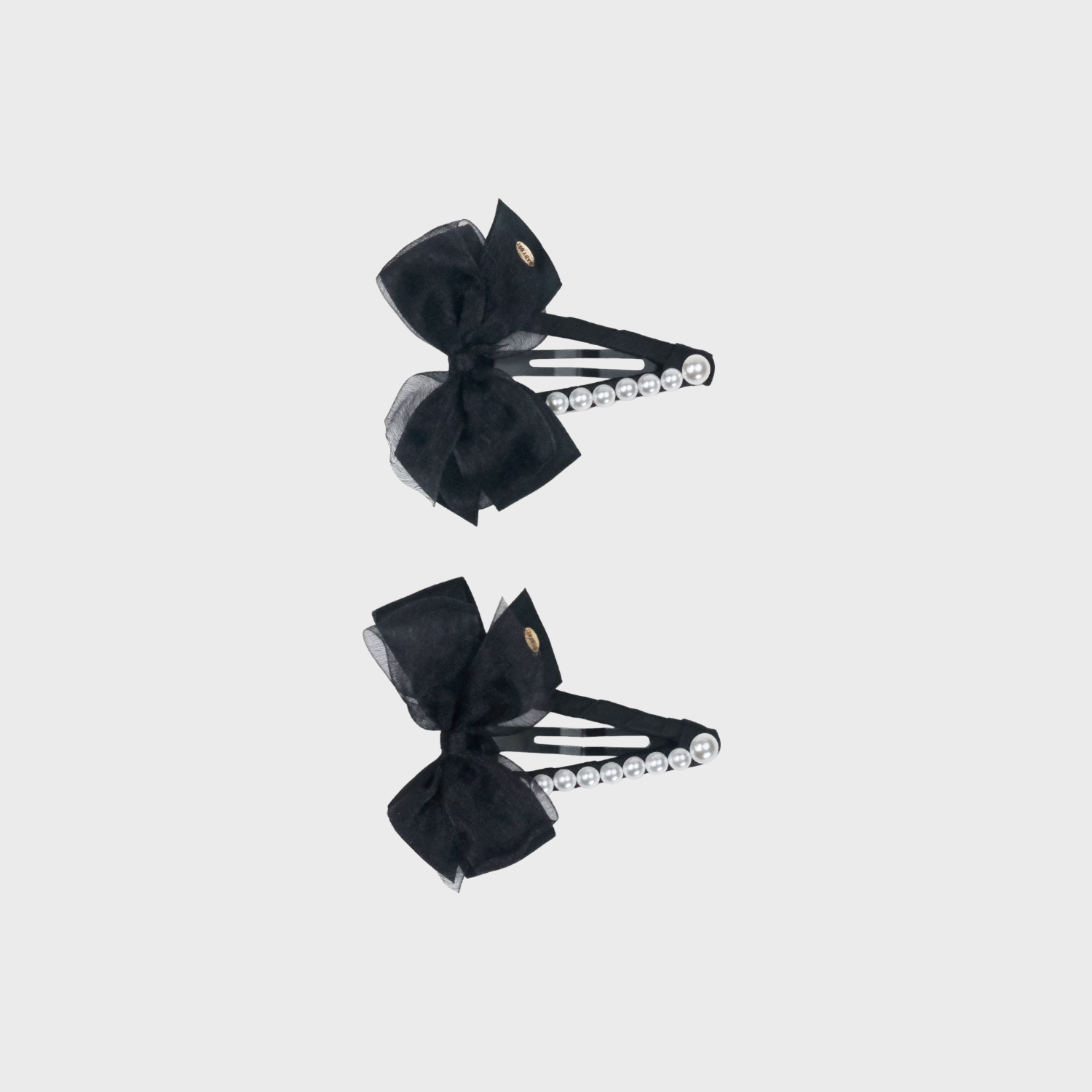Organza Pearl Large Snap Clips (2 Layered Bow & Row)