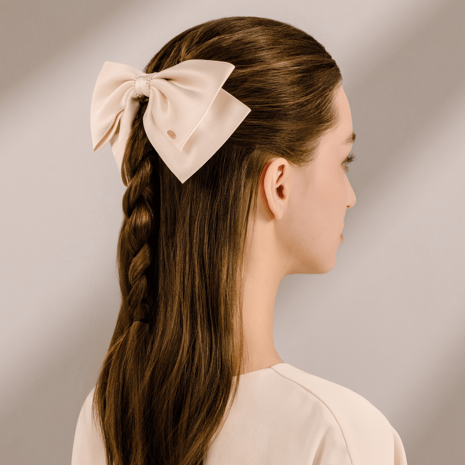 Satin Pearl Large Hair Barrette (2 Layered & 2 Stands)