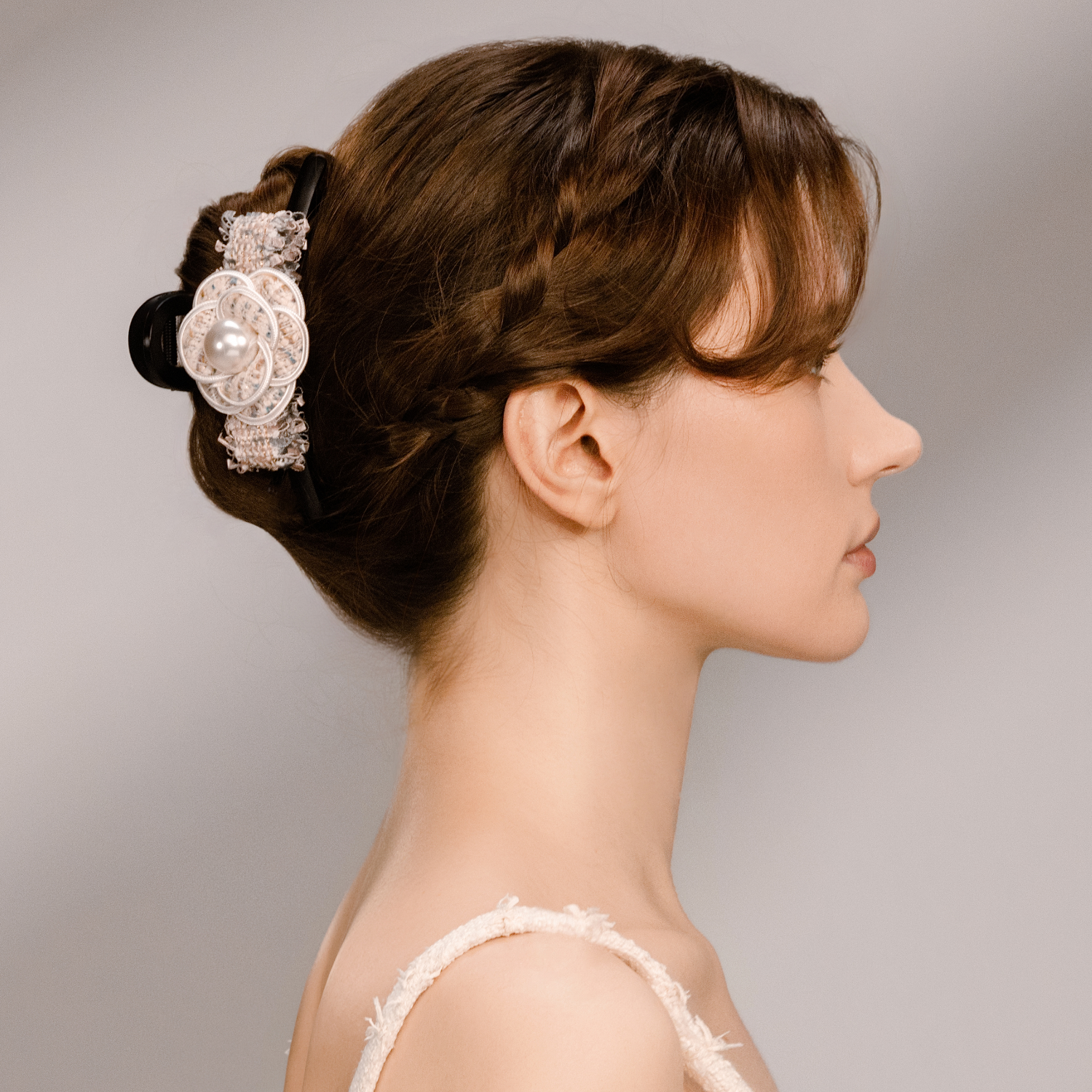 茶茶珍珠超大号抓夹(粗花呢单珠)