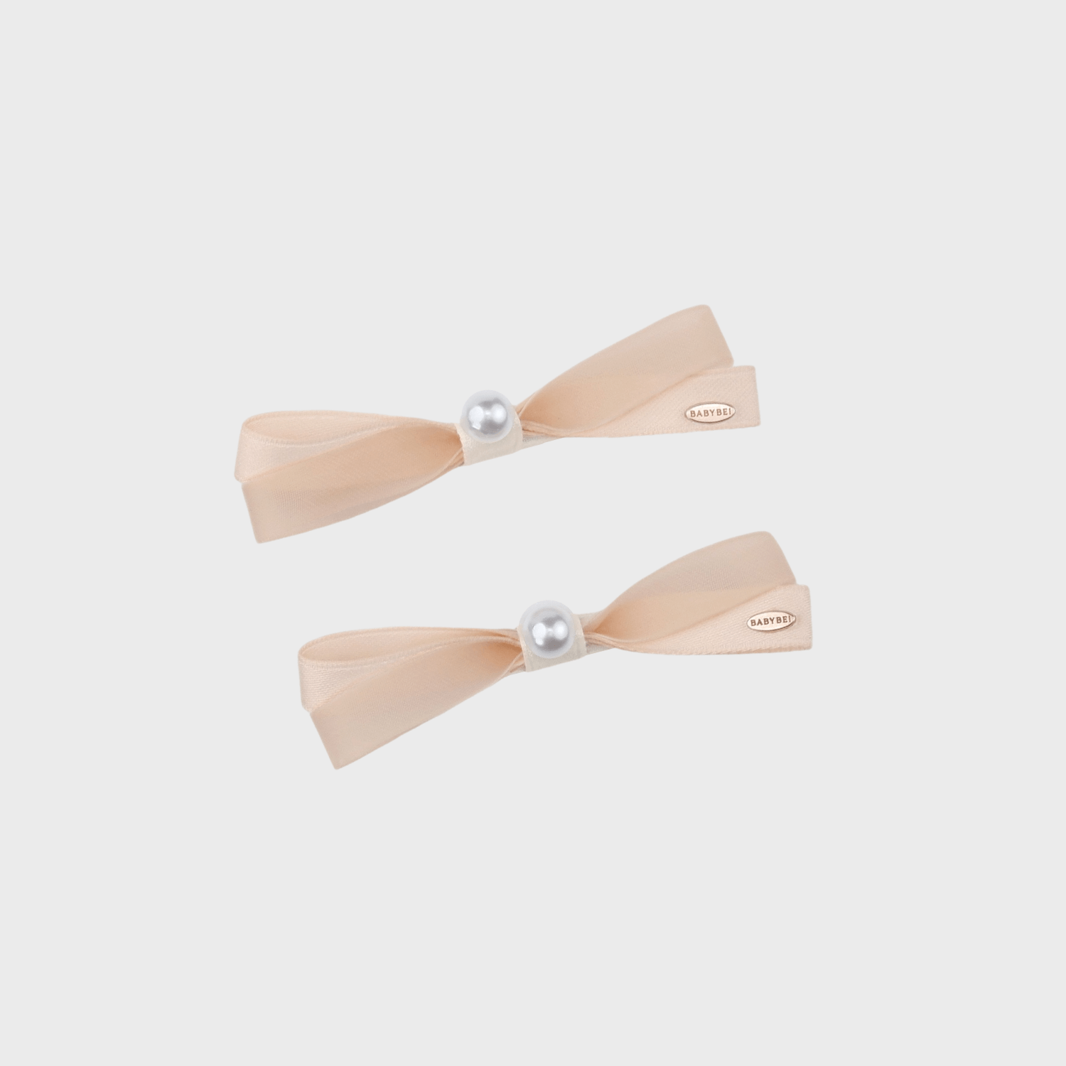 Ribbon Pearl Medium Hair Clips (Organza Bow & 1 Bead)