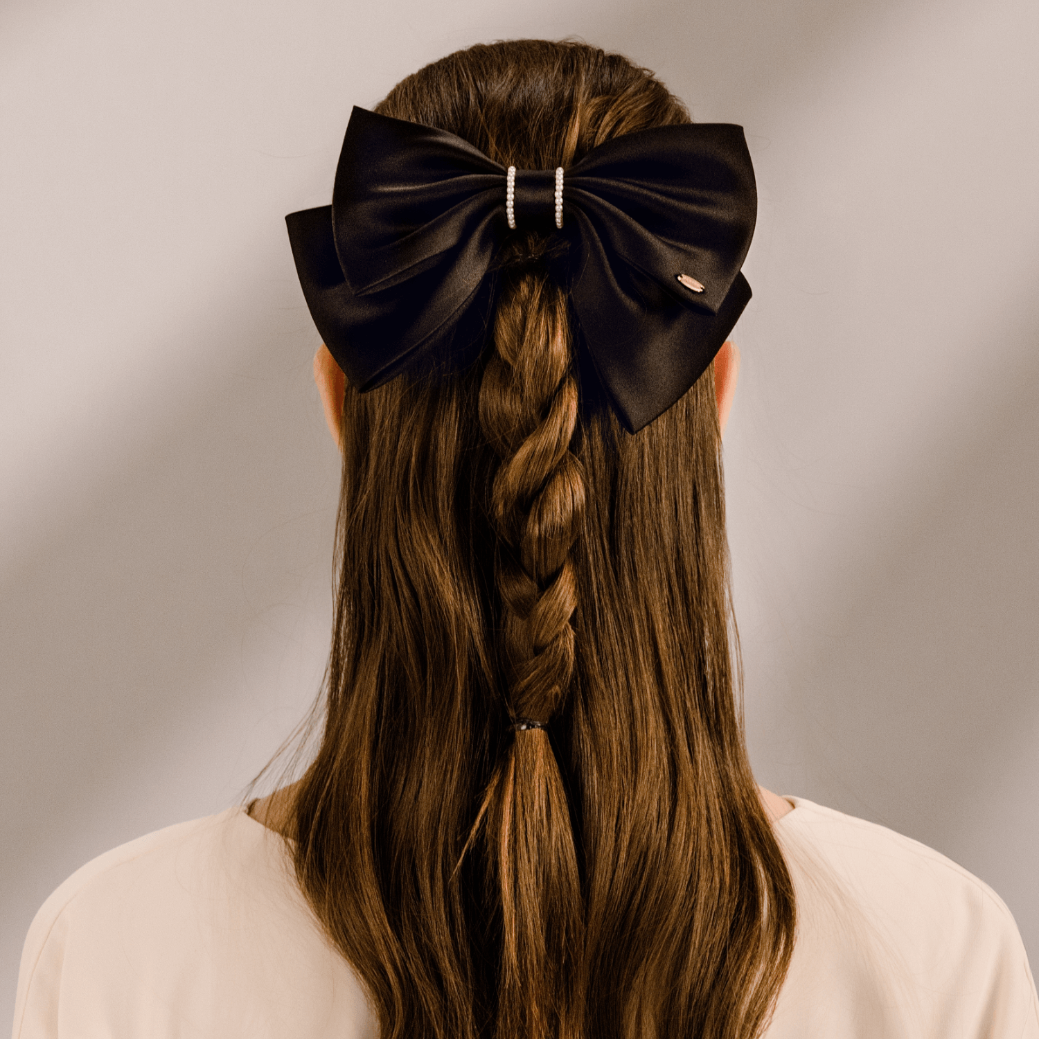 Satin Pearl Large Hair Barrette (2 Layered & 2 Stands)