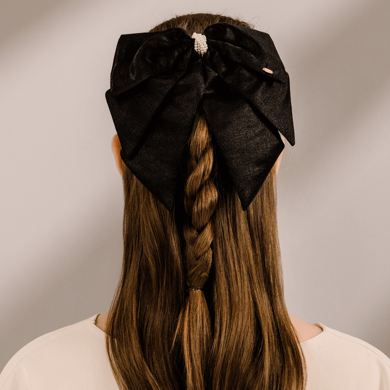 Satin Pearl Extra Large Hair Barrette (Shimmering & Wrapped)