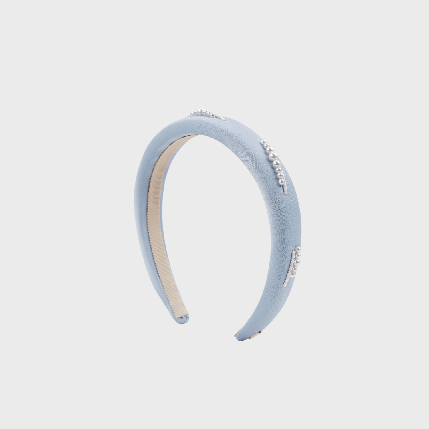 Satin Pearl Wide Headband (5 Segments & 2 Rows)