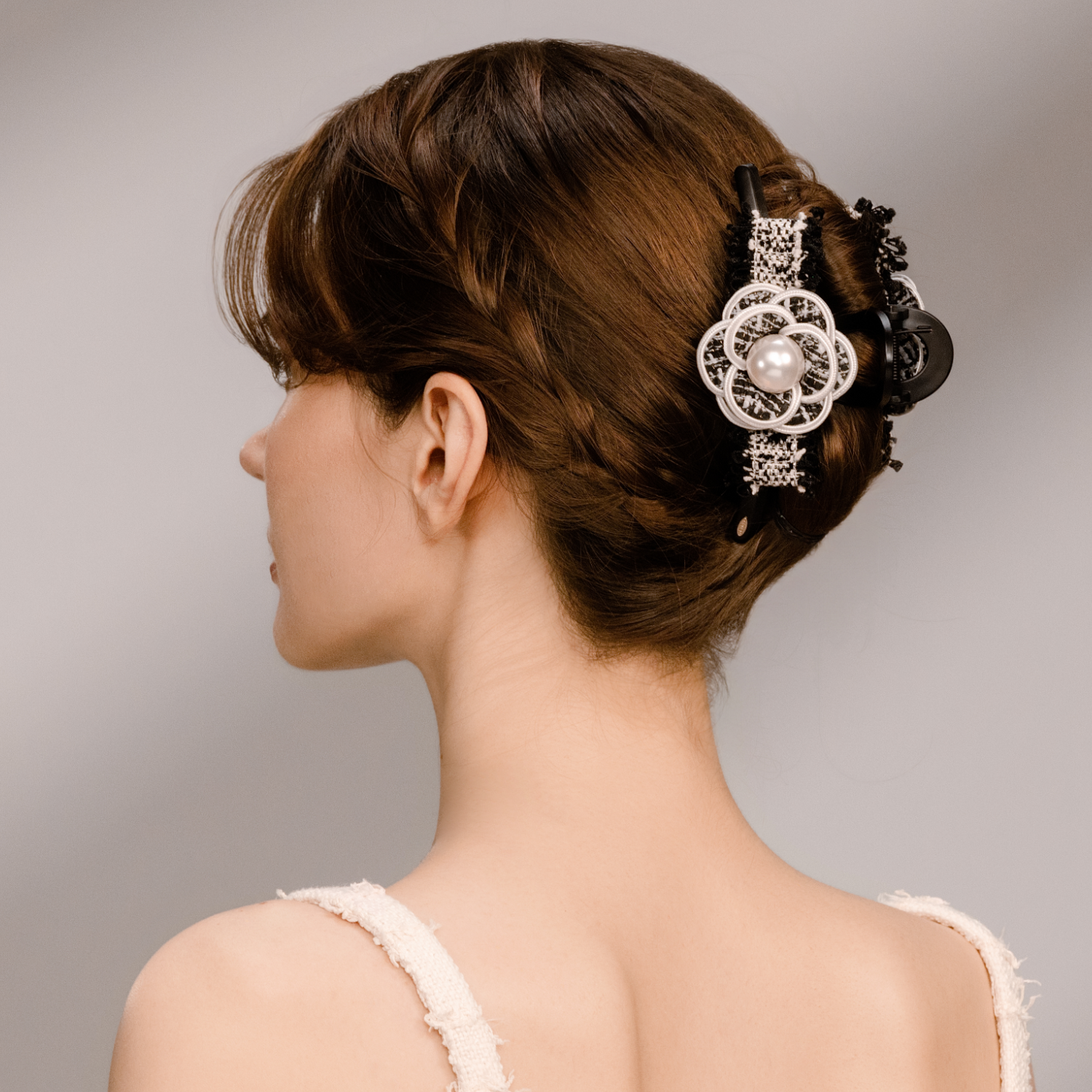 茶茶珍珠超大号抓夹(粗花呢单珠)