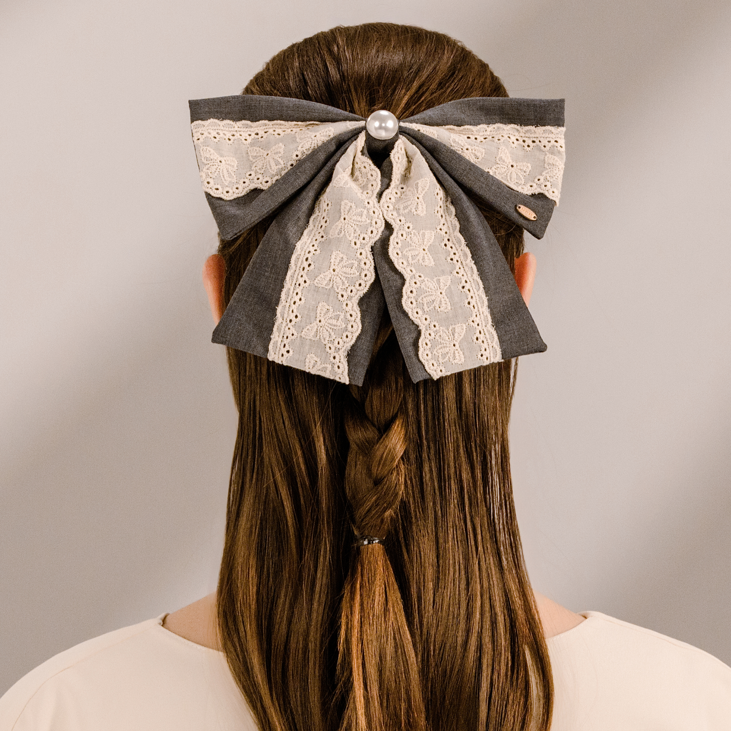 西西珍珠大号弹簧夹(蕾丝半圆珠)