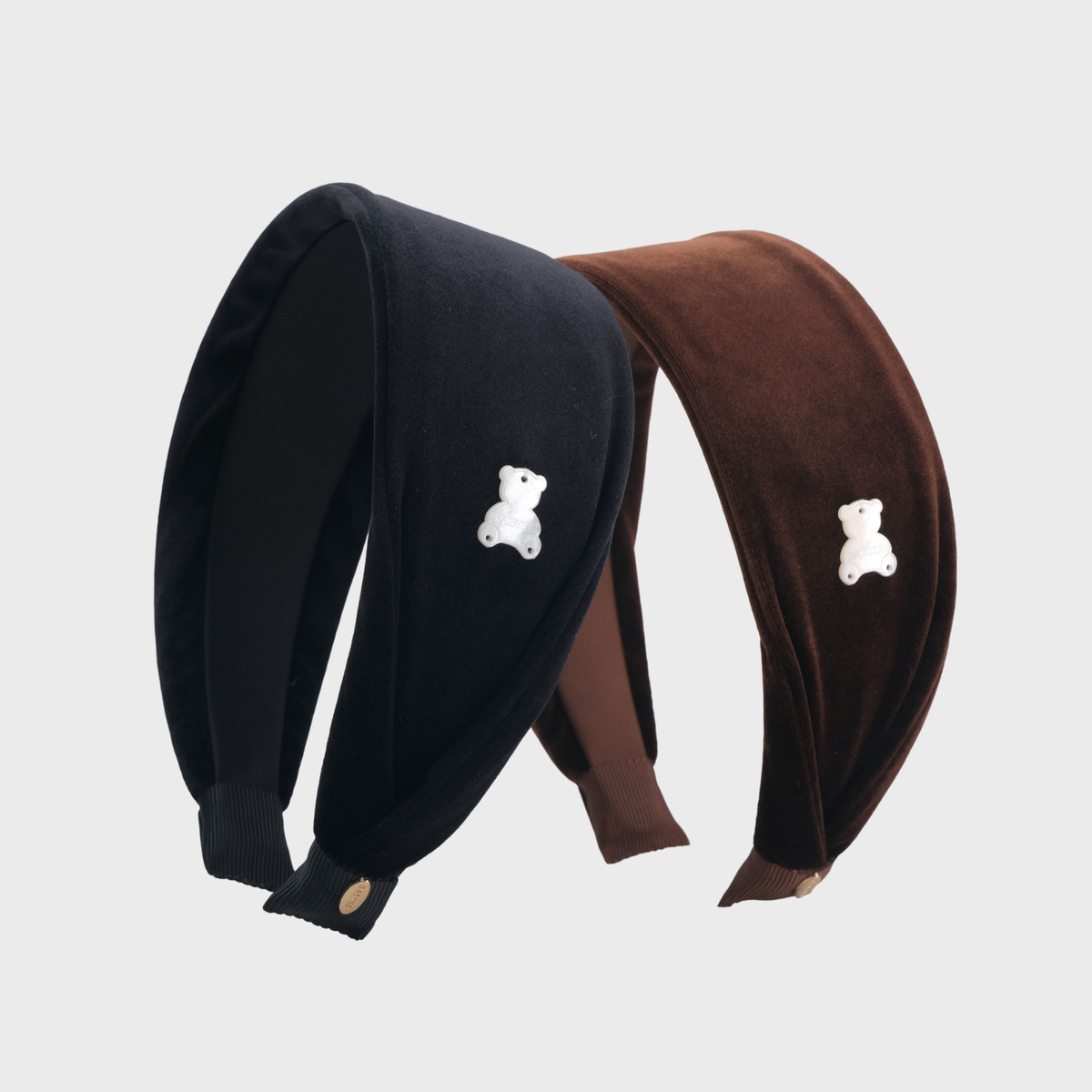 Velvet Shell Extra Wide Headband (Simple & Bear)