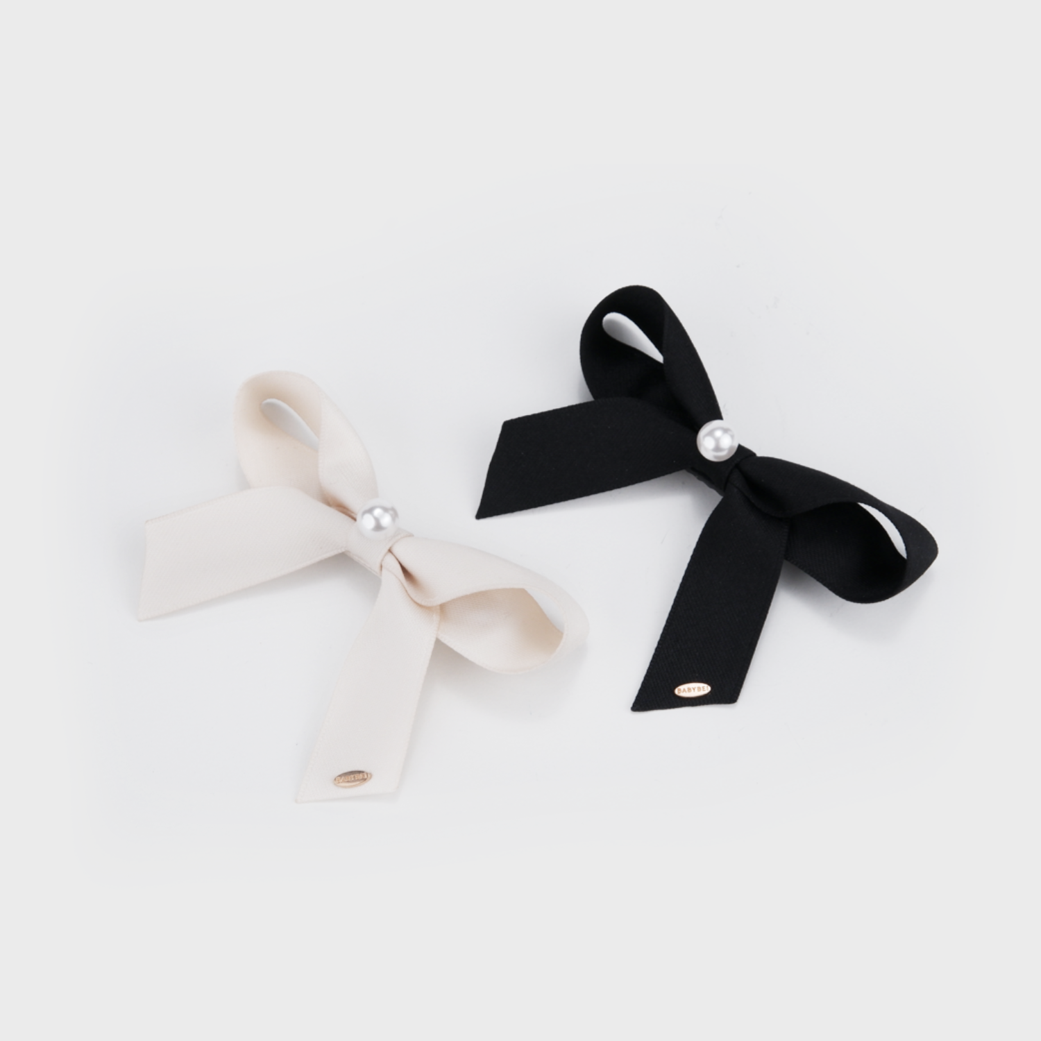 Ribbon Pearl Large Hair Clips (Bow & 1 Bead)