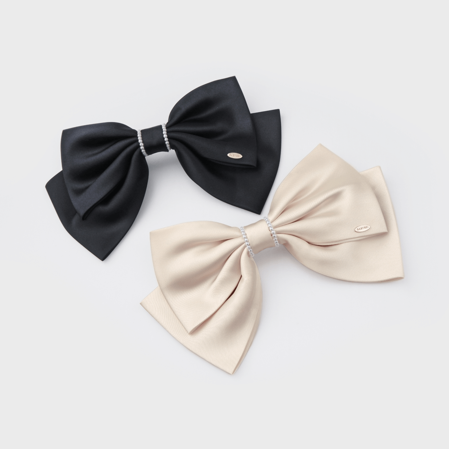 Satin Pearl Large Hair Barrette (2 Layered & 2 Stands)