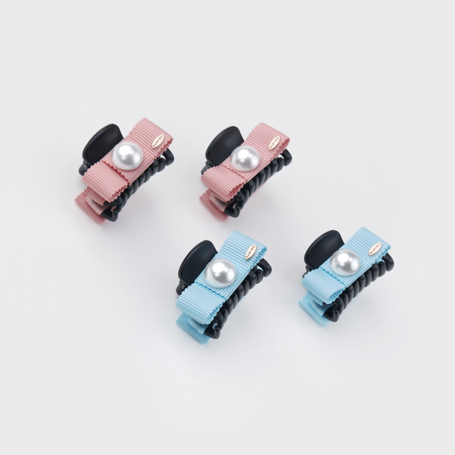 Ribbon Pearl Small Hair Claws (Straight Bow & 1 Bead)