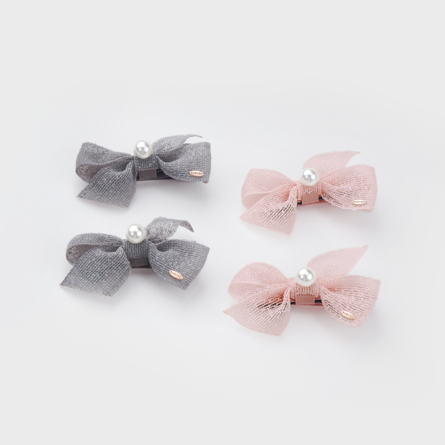 Mesh Pearl Medium Hair Clips (Cross & 1 Bead)