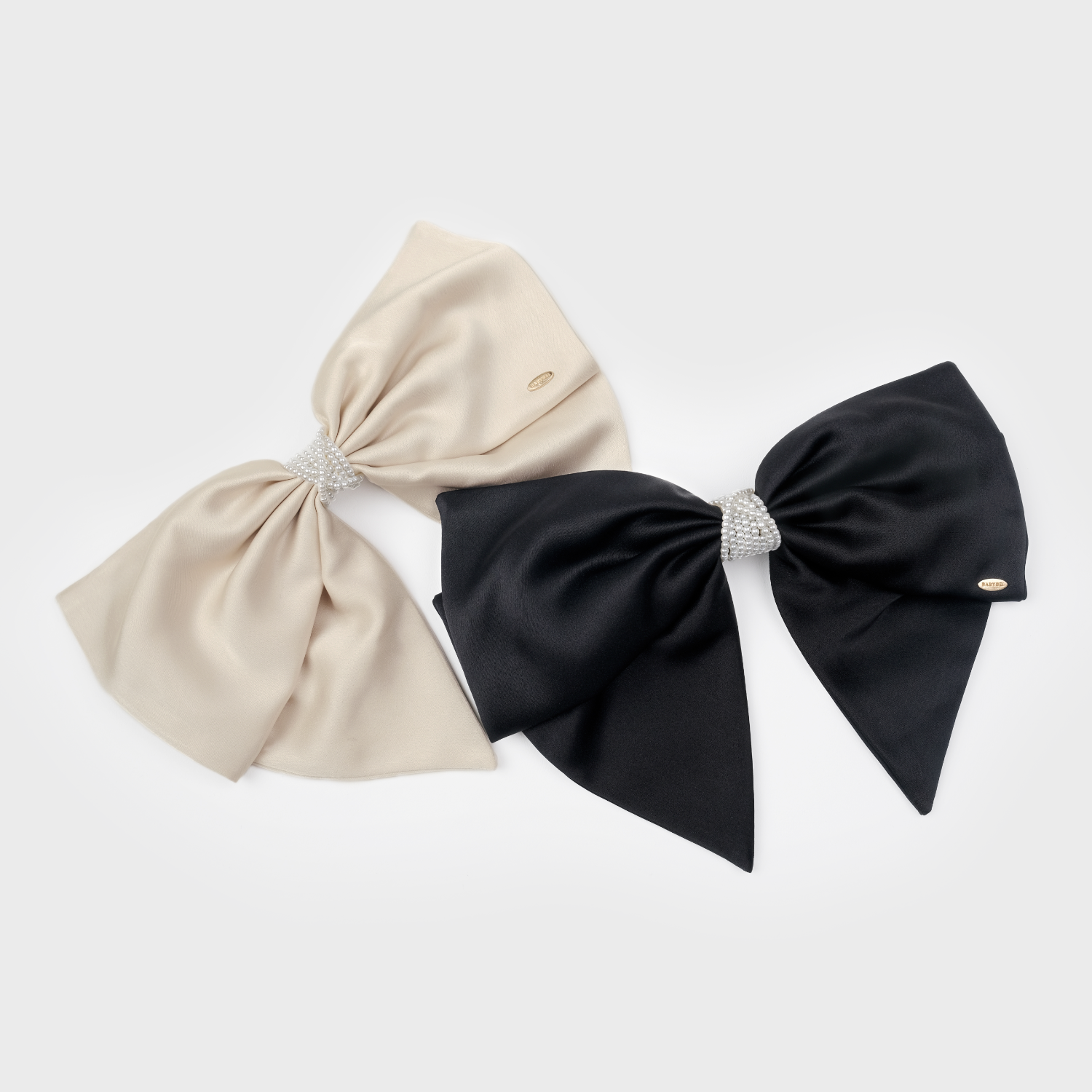 Satin Pearl Large Hair Barrette (Folded & 8 Strands)