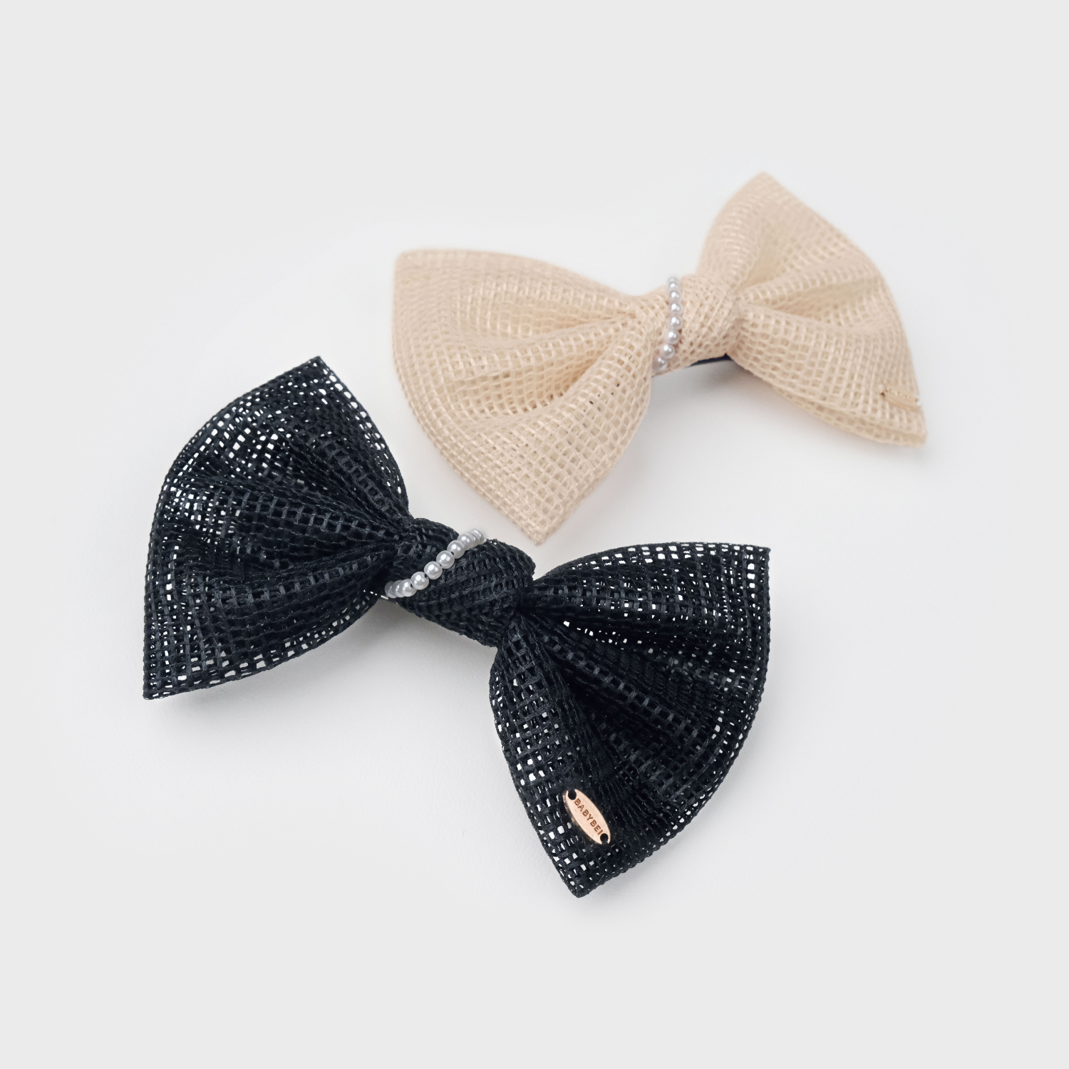 Mesh Pearl Medium Hair Barrette (1 Bow & 1 Strand)