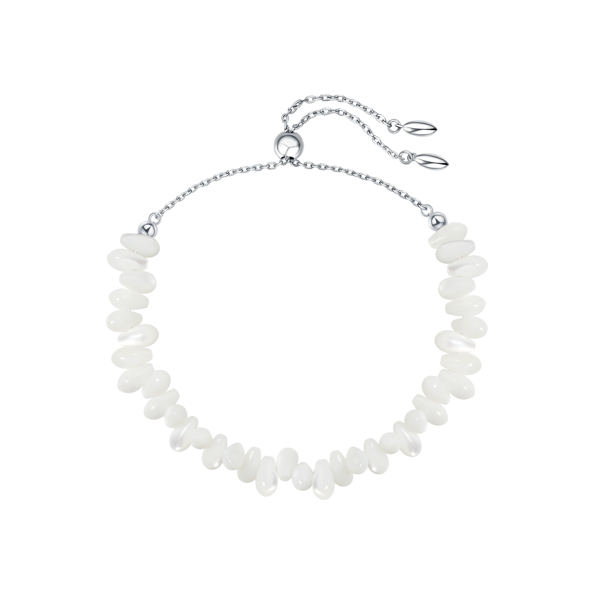 White Dew Beaded Bracelet (Staggered)