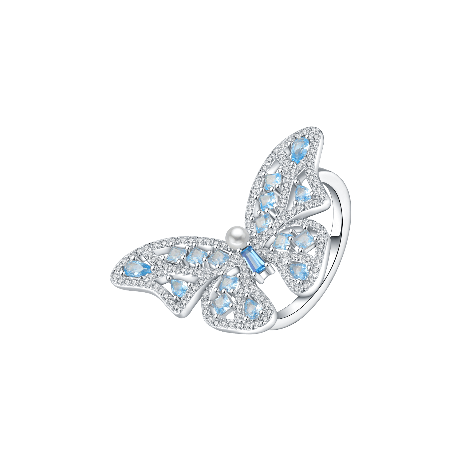 Colorful Butterfly Pave Ring