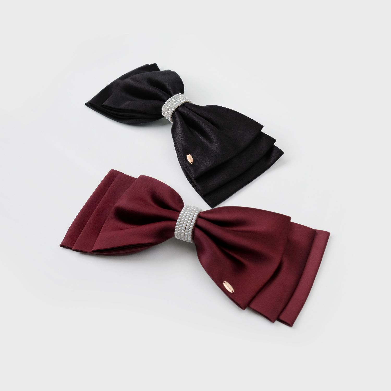 Satin Pearl Large Hair Barrette (3 layered & 5 Strands)