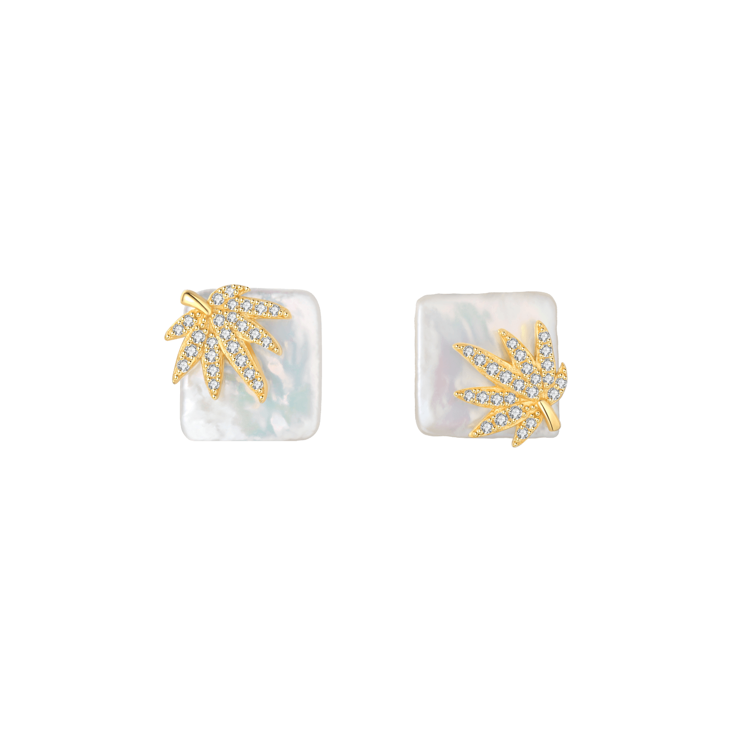 Palm Leaf Asymmetric Earrings