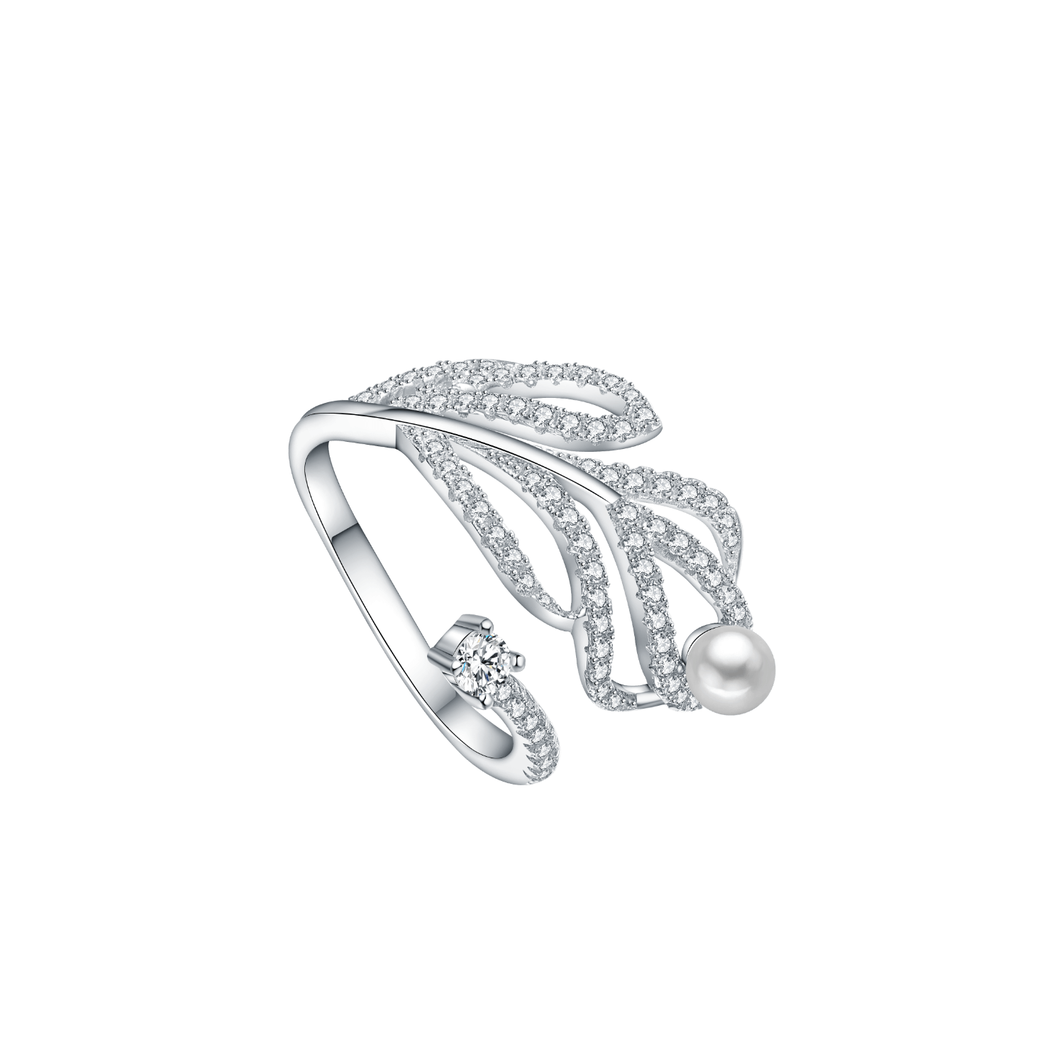 Peacock Feather Pave Ring