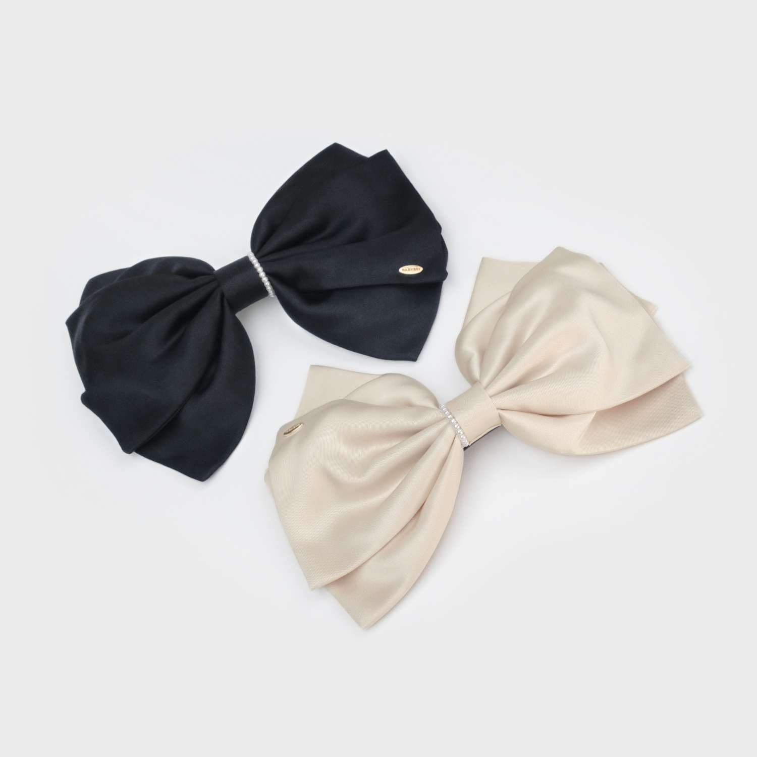 Satin Pearl Large Hair Barrette (3 Layers & Beaded)