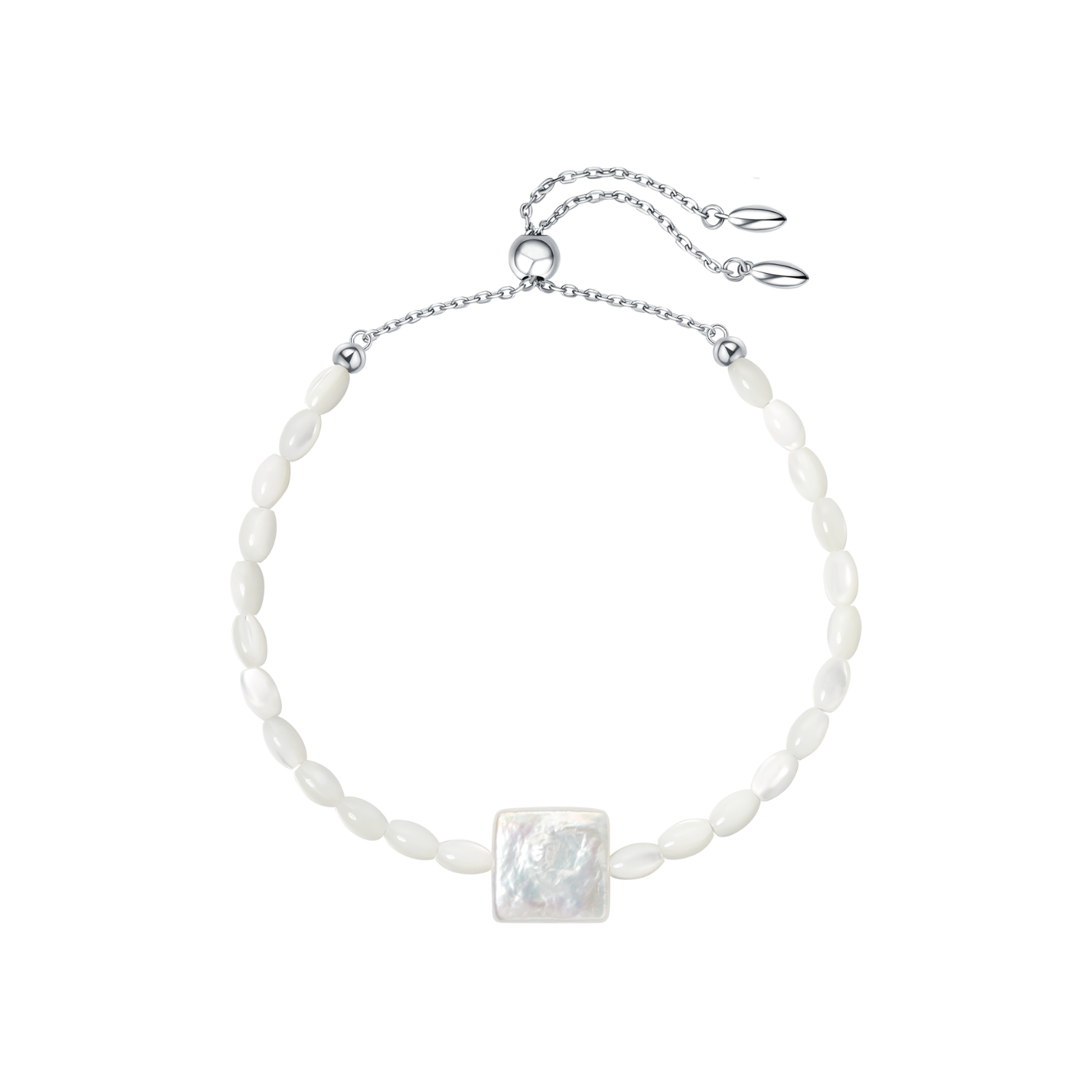 White Dew Beaded Bracelet (Square)