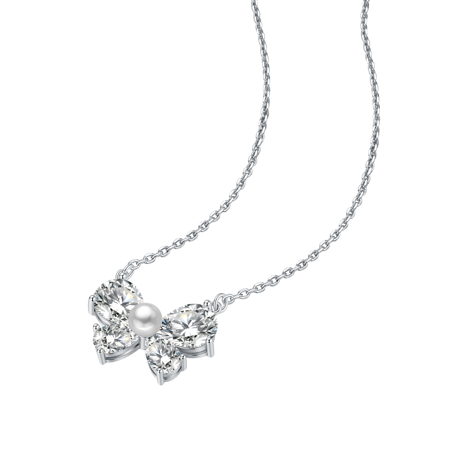 Wishful Butterfly Pendant Necklace (Drop Zircon)