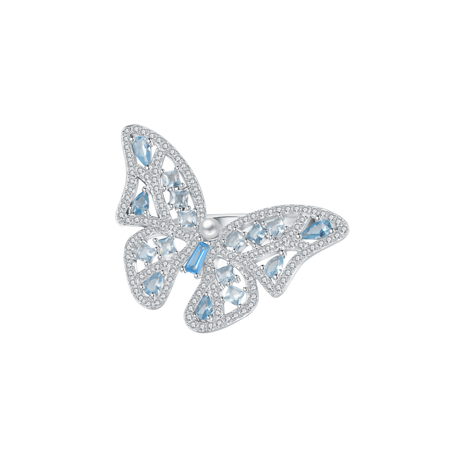 Colorful Butterfly Pave Ring