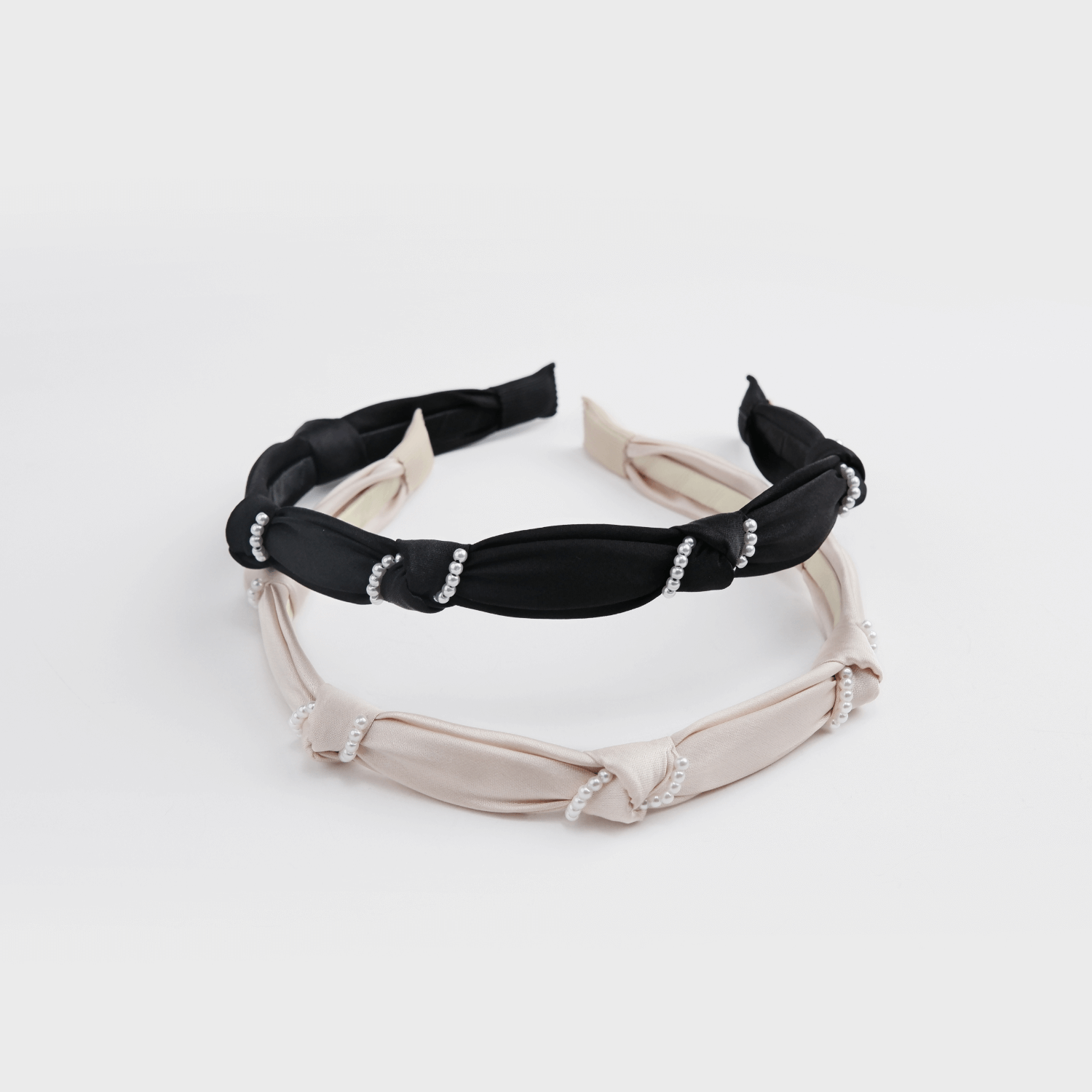 Satin Pearl Thin Headband (Knot & 2 Strands)