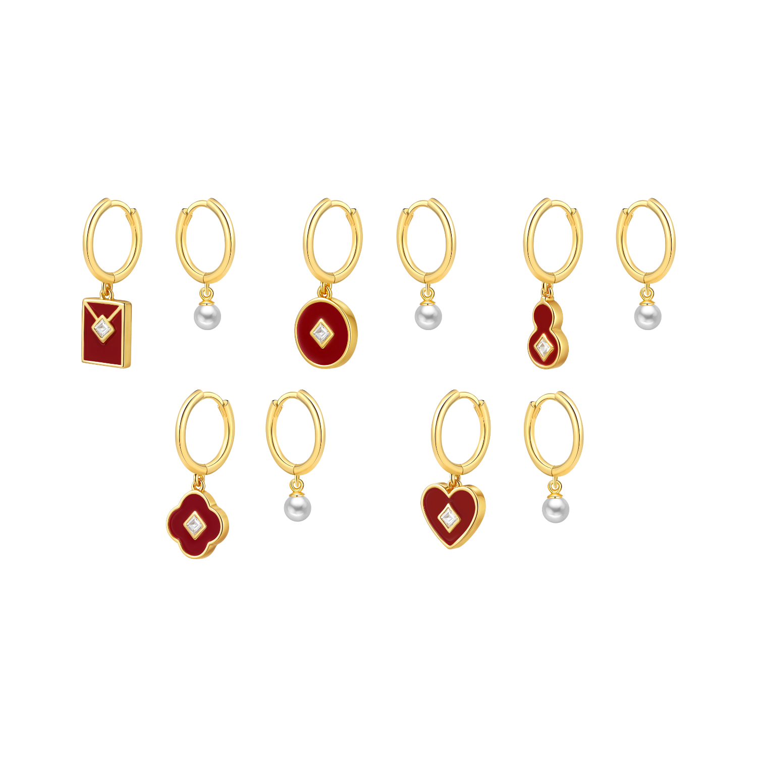 Little Red Luck Huggie Earrings