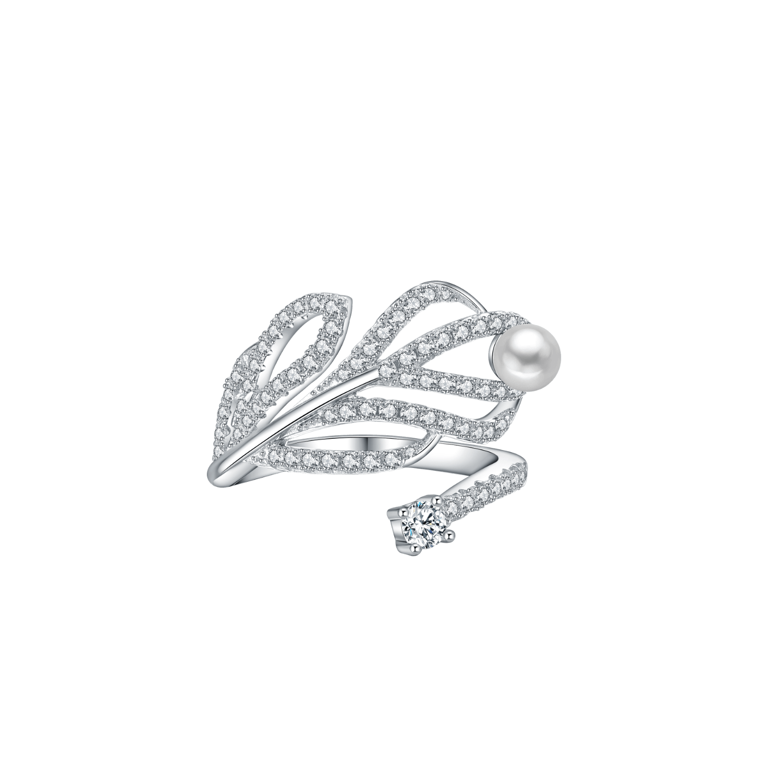 Peacock Feather Pave Ring