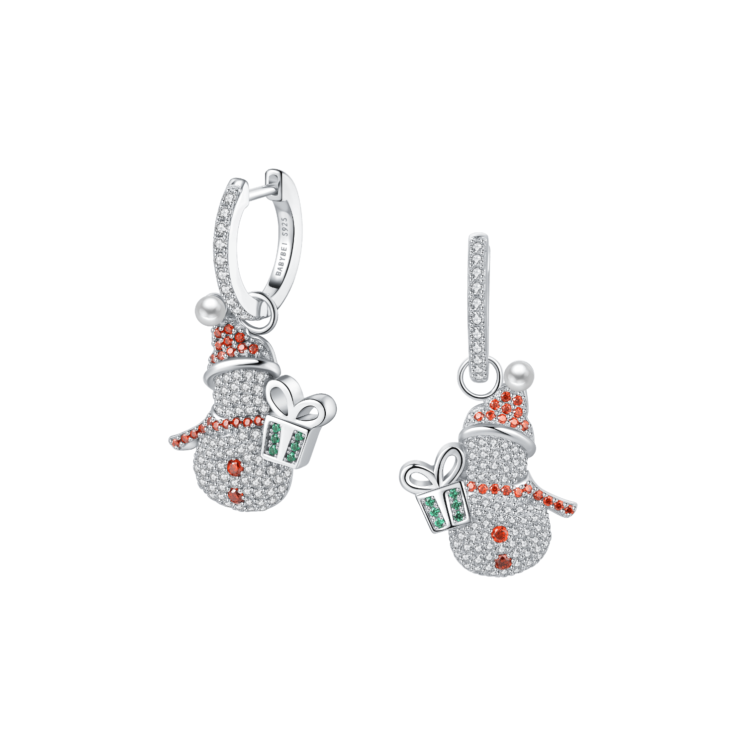 Snowman Huggie Earrings
