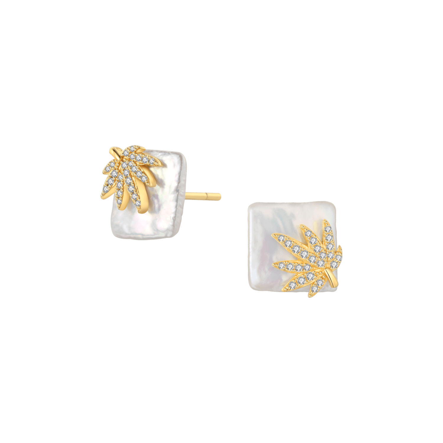 Palm Leaf Asymmetric Earrings
